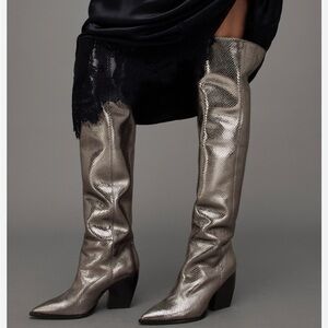 New All Saints Reina Snake Knee High Boots